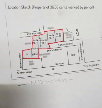 36.53 Cent Commercial Land for Sale at Thiruvananthapuram Budget - 1170000 Cent